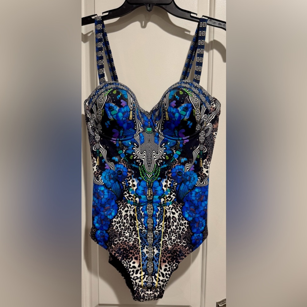 TOGS Safari Multicolored Rhinestone Removable Straps Onepiece Swimsuit Sz 10 NWT